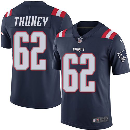 Men New England Patriots #62 Joe Thuney Nike Navy Vapor Limited NFL Jersey